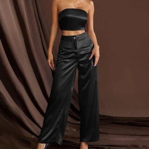 NWOT Black satin matching set.